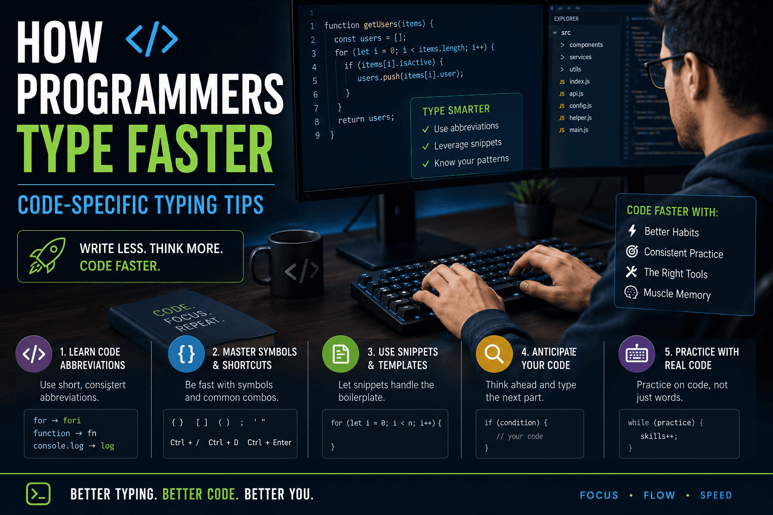 How Programmers Type Faster: Code-Specific Typing Tips