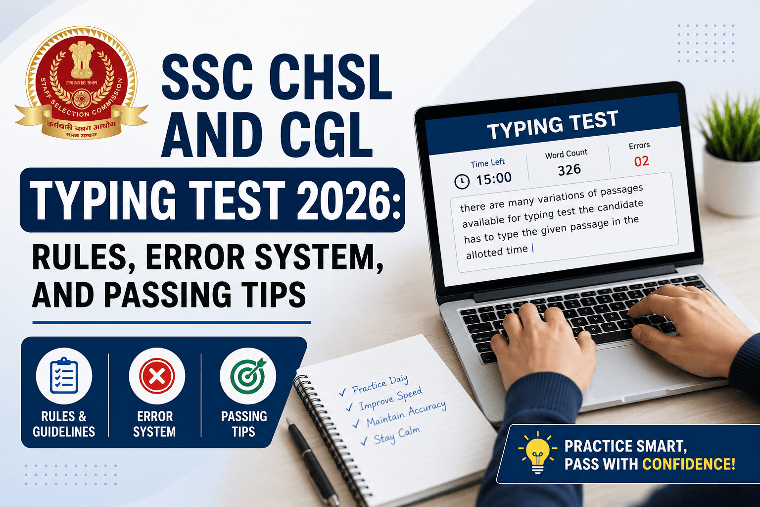 SSC CHSL and CGL Typing Test 2026: Rules, Error System, and Passing Tips