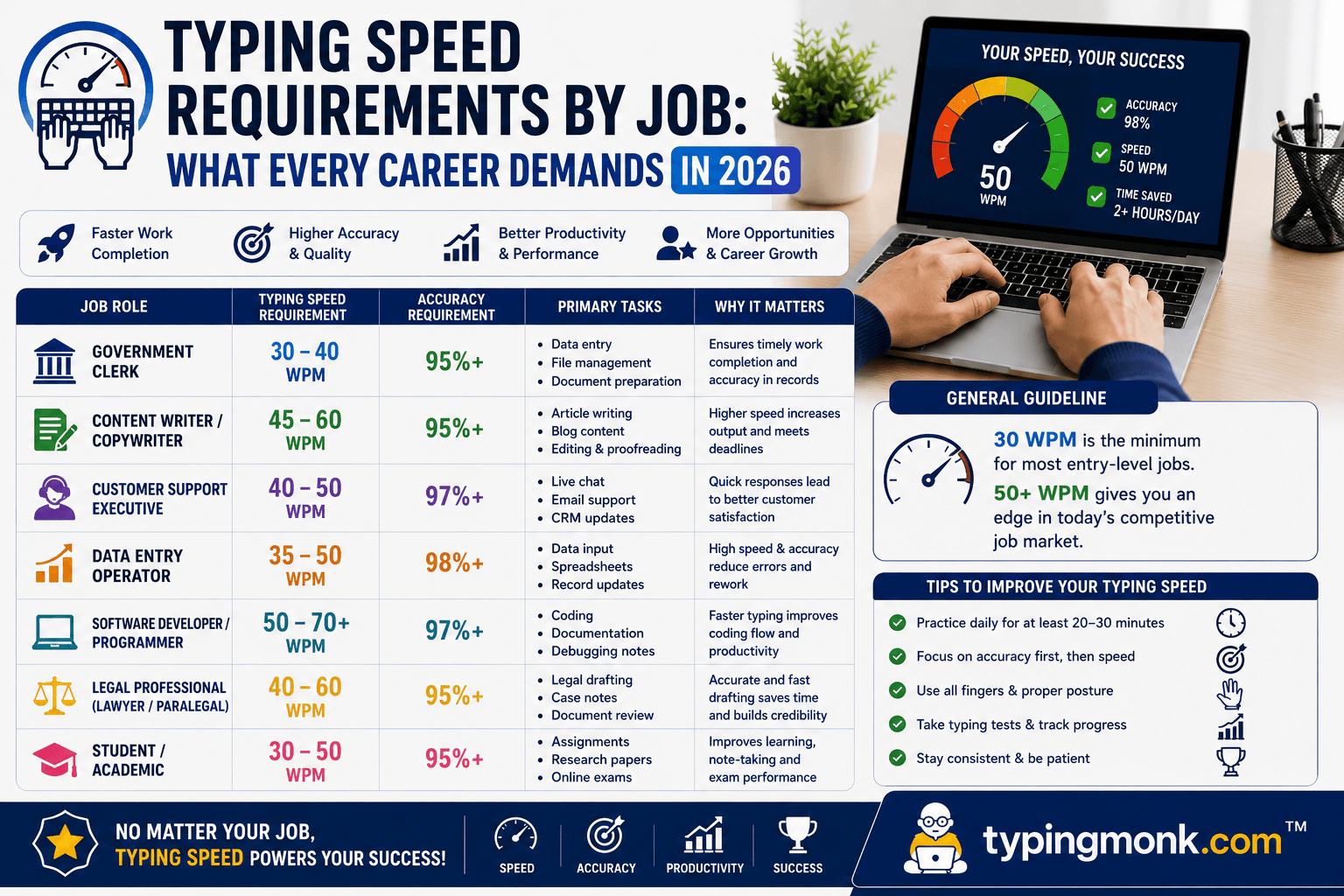 Typing Speed Requirements by Job: What Every Career Demands in 2026