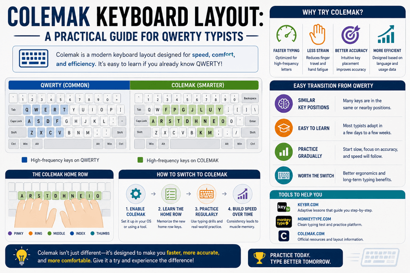 Computer Keyboard Format Colemak Keyboard Layout: A Practical Guide for QWERTY Typists ...