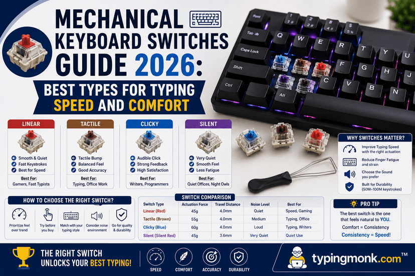 Mechanical Keyboard Switches Guide 2026: Best Types for Typing Speed ...